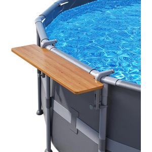 POOLHACKER Poolside Bar, Swim Up Bar Exclusively for Above-Ground Round Pools. Patio Poolside Table Smart Fold Easy Maintenance, Weather Resistant Stable Tabletop (Cedar Brown-Nordic Pine)