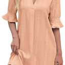 PerZeal Shirts Dress for Women V Neck Short Sleeves Casual Flowy Summer Beach Vacation Shifts