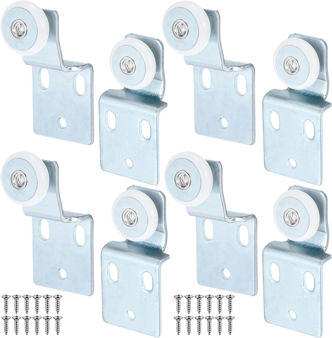 Blulu 8 Pack Sliding Closet Door Roller Kit Include Screws Wardrobe Door Rollers Hardware for Top Hung Bypass, 1/2 Inch and 7/8 Inch Offset Blulu 8 Pack Sliding Closet Door Roller Kit Include Screws Wardrobe Door Rollers Hardware for Top Hung Bypass, 1/2 Inch and 7/8 Inch Offset