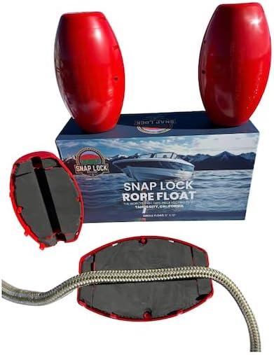 Snap Lock Rope Float – Patented No-Untie 2-Piece Split Ring Buoy – Heavy Duty Marine Grade Marker for Mooring, Crab Traps & Pool Divider Rope (Fits 3/8" to 1" Line)