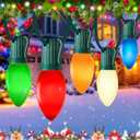 50FT C9 Multicolor Christmas Lights Outdoor, Vintage Christmas Lights Green Wire with 50+5 Multicolored C9 Ceramic Bulbs, Hanging String Light for Xmas Tree Home Yard Party Decor, 7W, E17 Base