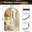 Black Metal Frame Bathroom Arch Mirror for Over Sink, 20x28 Inch Rounded Arched Tempered Mirror, Wall Vanity Mirror for Farmhouse, Modern Luxe Mirror for Bedroom, Living Room, Entryway