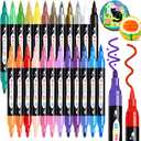 TBC The Best Crafts 24 Colors Dual Tip Acrylic Paint Markers, Waterproof, Non-Toxic, Odorless, Suitable for Paper, Pottery, Stones, Backpacks, Glass