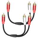 GELRHONR 2Pack RCA Splitter, 1 Male to 2 Male RCA Y Splitter Y Adapter Cable for Subwoofers, Home theaters, Speakers, HDTVs and More 30cm (1Male to 2 Male Black)