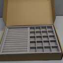 KATISYIO Large Velvet Jewelry Tray 2 Pack Stackable Jewelry Display Drawer Inserts Trays Organizer for Earring Bracelet Necklace Ring (Gray, Ring and 24 Grids)