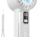 AMACOOL Handheld Fan with Ice Cooler, Mini Portable Fan Rechargeable, 18Hrs Cooling, 0-100 Adjustable Speed, Small Yet Powerful, Personal Hand Fans for Travel, Beach, Outdoor, Makeup, Gifts for Women (White)