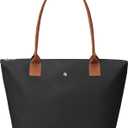 KALIDI Tote Bag for Women Nylon Top-Handle Purse,Shoulder Hobo handBag with Zipper Leisure Foldable Weekend (Black)