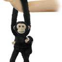 2pcs Chimpanzee Hanging Stuffed Animal Mother with Baby Hangs Plush Toys, Hooks and Stuffed Animals with Rings for Kids, Gifts for Boys and Girls, Black