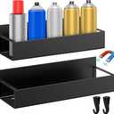 2 Pcs Magnetic Spray Can Holder, Magnet Toolbox Holder, Wall Mounted Spray Bottle Rack, Mechanic Paint Can Organizer, Tool Box Storage Rack for Garage Home Workspace (Black)