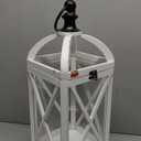 White Rustic Lanterns Decor, Vintage Hanging Candle Holder Decorative for Porch, Garden, Yard, Indoor, GLASS