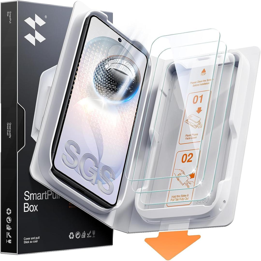 SMARTDEVIL 3 Pack HD Clear Screen Protector for Samsung Galaxy S26 | Ultrasonic Fingerprint Sensor Compatible, Anti-Shatter 9H Tempered Glass, SmartPull Box Bubble-Free Easy Install