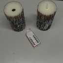 Set of 2 VEEKI Flameless Candles Lights, 6"x3" Pine Bark Flickering LED Candles with Remote & Timer, Dimmable Pillar Candles Battery Operated, Real Wax Electric Candle for Christmas Winter Home Decor, Brown