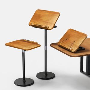 NAMON 2 in 1 Dual-use Music Stand & Desktop Book Stand, 100% Solid Wood, Height Adjustable from 16.5" to 51", Big Panel 16.5" * 11.8" with Page Paper Clip for Sheet Music (Large - No Wheel - 2 in 1)