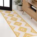 JONATHAN Y TSN202C-28 Lior Geometric Moroccan Diamond Yellow/Cream 2 ft. x 8 ft. Indoor/Outdoor Runner Rug, Pet Friendly, Non Shedding, Stain Resistant, Easy-Cleaning for Home, Patio, Backyard, Porch (2' x 7'10" (Rectangular))