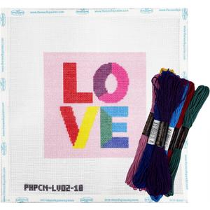 Howie's Needlepoint Needlepoint Kits for Adults & Beginners, 18 Mesh Printed Needlepoint Canvas, Stamped Patterns Canvas Starter Kits(Love,5"x 5")