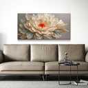 QSQ Canvas Art Wall Decor Small Size Modern Minimalist Home Wall Decor Flower Paintings Yellow Flower White Wall Art Prints Floral Art Pictures For Bedroom Kitchen Office Decoration 20" × 40"