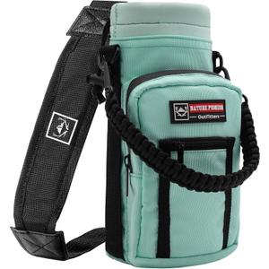 NATURE PIONEOR Water Bottle Holder with Strap 25 32 40 64 oz Insulated Water Bottle Carrier Sling Sleeve for Hiking,Outdoor Camping,Gym (Mint Green)