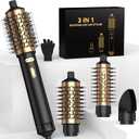 4 in 1 Rotating Hair Dryer Brush Spinning with Detachable Brush(2" & 1.5"),Negative Ionic Brush Blow Dryer 100-120V,3 Heats and 2 Speeds Rotating Hot Air Brush for Curling,Straight,Drying