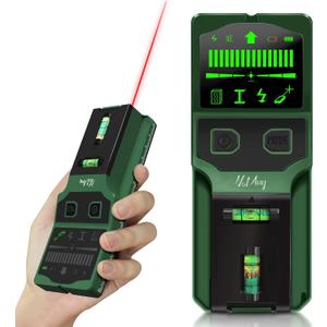 Stud Finder Wall Scanner - 7-in-1 Electronic Wall Stud Detector, Detects Wood, Metal, AC Power, Joists, Pipes with LCD Display, Laser & Bubble Level Ruler