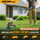 HEINPRO Cordless Weed Wacker Compatible with DeWalt 20V MAX Battery, 16" Brushless Weed Eater, Grass Trimmer for Lawn Care, Bump Feed, String Trimmer with 4 Bulk Trimmer Line Coils (Tool Only)