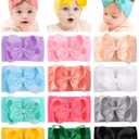 doboi Baby Girl Headbands, 12pcs Nylon Headbands with Big Baby Bows, Hair Accessories for Infant Newborn Toddler