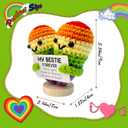 Handmade Positive Crochet Color Heart Gifts with Inspirational Card - Emotional Support Crochet Animals Birthday Anniversaries Christmas Office Gifts for Women Men Friend Coworker