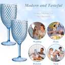 12Pcs Blue Plastic Wine Glasses 13.5oz Reusable Acrylic Wedding Goblets Toasting Glassware Unbreakable Wine Cups with Long Stem Crystal Drinking Glasses Champagne Flutes for Bar Restaurants Party
