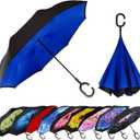 MRTLLOA 40/49/56 Inch Oversize Windproof Inverted Reverse Upside Down Umbrella, Golf Size Rain Umbrella, Double Layer, C-Shaped Handle for Men, Women and Kids
