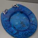 Angol Shiold Resin Toilet Seat Round Soft Close Quick Release 3D Effects Heavy Duty Toilet Seats with Blue Fish Seashells Cover Acrylic Seats Ocean Series (Round 17inch, Blue, Upgraded hinge)