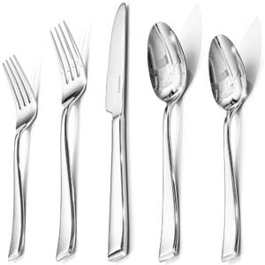 KINGSTONE Mirror Polish Silverware Set for 4, 20-Piece 18/10 Stainless Steel Flatware Set, Dishwasher Safe Cutlery Set for Wedding, Home, Restaurant, Knives Spoons and Forks Set