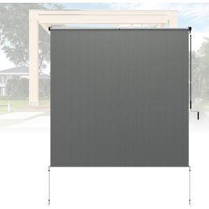 Exterior Patio Shades Roll Up Outdoor Blinds, Cordless Roller Shade for Porch Gazebo Pergola Backyard Deck Balcony, Privacy Screen Protection UV Sun Block Fade-Resistant 6ft Wide x 6 H Dark Grey
