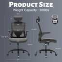 Adjustable Ergonomic Office Chair with Headrest and Lumbar Support, Mesh Back Computer Desk Chair, Flip-Up Armrest, 360 Swivel Rolling Chair for Home Office Study Gaming