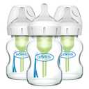 Dr. Brown's Natural Flow Anti-Colic Options+ Wide-Neck Glass Baby Bottles 5 oz/150 mL, with Level 1 Slow Flow Nipple, 3 Pack, 0m+