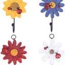 Resin Daisy Flower Wall Hooks Decorative Hooks Vertical Key Holder for Entryway Bathroom Office for Wall Cute Hooks (4 Color, 4 Pcs)