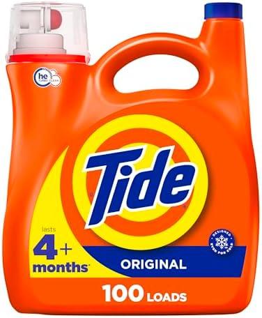Tide Laundry Detergent Liquid, Original Scent, HE Compatible, 100 Loads, 132 fl oz, Tide Laundry Detergent, Liquid Laundry Detergent (Packaging May Vary)
