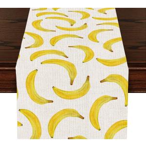 Lovely Modern Banana Print Table Runner, Kitchen Dining Table Decor, Tropical Fruit Palm Leaves Table Runners for Indoor Outdoor Home Farmhouse Holiday Party Decoration, 13 x 72 Inch Everyday (Multicolored463)