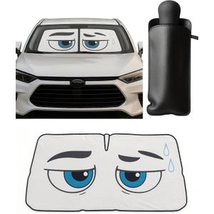 ApexGear Windshield Sun Shade Umbrella  Foldable Retractable Cover for Car Front Window  Compact UV Blocker  Heat Reflective Sunshield  Interior Cooling Protection (Large (56 x 31 in))