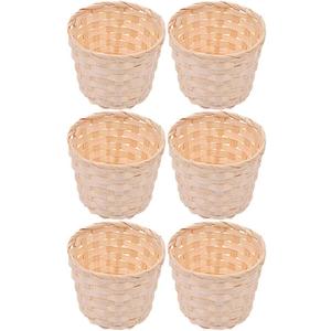 Zerodeko Hand Woven Small Desktop Storage Basket Organizer for Home Office Sundries Snacks and Dried Flowers 2.95X2.95X2.36 Inch (Log color 6pcs)