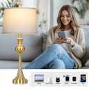 Cinyirong 28.75" Gold Table Lamps for Living Room,Touch Lamps for Bedrooms Set of 2 - Nightstand Table Lamp with USB C+A, 3 Way Dimmable Bedside Lamps End Tables, Antique Brass