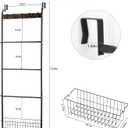 Over The Door Towel Racks for Bathroom,5-Tier Door Towel Holder with Hooks and Basket,Over The Door Towel Bar Hanger Organizer for Bathroom Bedroom Accessories, Blanket Ladder for Living Room Black