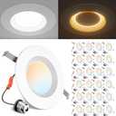 Ensenior 5/6 Inch 5CCT LED Can Lights with Night Light 24 Pack, Retrofit Led Recessed Lighting, Baffle Trim, Dimmable, 9W=110W, 1000LM (24, 6 Inch)