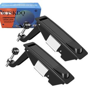 WJSKDQ 2PCS Compression Latch Lock Powder Coated Zinc Alloy Adjustable Lever Hand Operated Flush Lever Marine Applicable Door Thickness: 0.04"-0.94" Grip Range (Black)