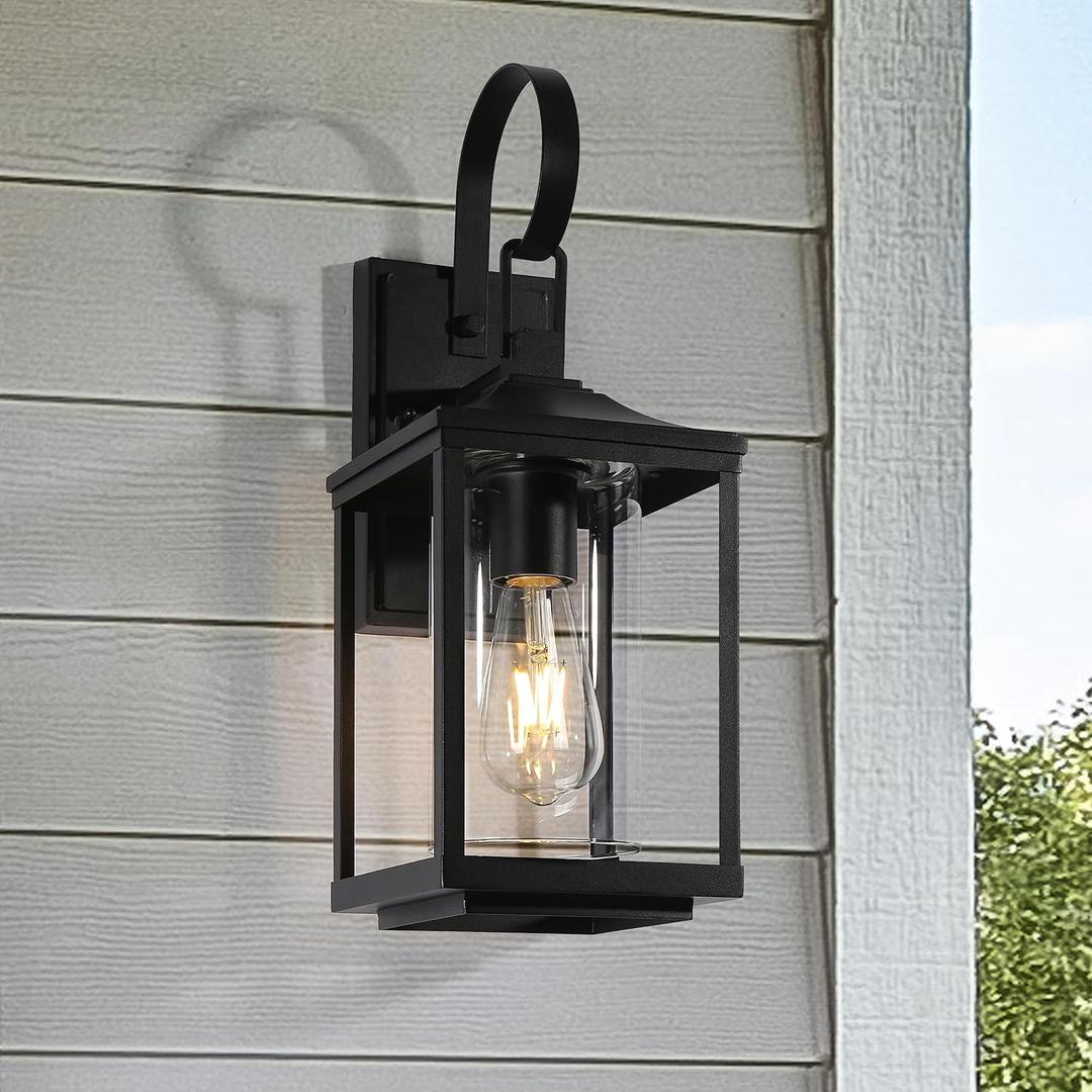 classy leaves Outdoor Wall Light Fixture, Modern Farmhouse Exterior Wall Mount Porch Lights Black, Anti-Rust Mounted Outside Wall Lighting for Patio, House, Front Door, Garage and Gazebo