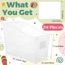 Suzile 24 Pcs Interlocking Plastic Book Bins Bulk, Clear