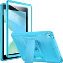 Soke Case for iPad 6th/5th Generation 9.7 Inch 2018/2017,with Built-in Screen Protector and Kickstand, Rugged Full-Body Heavy Duty Protective Cover for Apple iPad Air 2 /Pro 9.7 - Cyan Blue