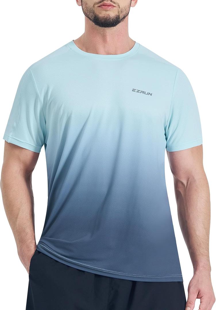 EZRUN Men's Lightweight Short Sleeve T-Shirt Quick Dry Workout Running Athletic Swim Shirts Fishing Rash Guard (3X-Large)