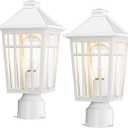 Darkaway Outdoor Post Lights Lamp Post Light Fixture, Waterproof Aluminum Housing with Glass, Fence Post Deck Lighting for Garden, Patio, Pathway (2 Pack, White)
