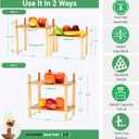 Bamboo Cabinet Organizer Set (2) - Counter Shelf Organizer & Bamboo Organizer Bins Fit, Expandable Cabinet Shelf Organizer for Kitchen Counter/Bathroom - Useful Home & Housewarming Gift(Medium) (11.8"W, Natural)