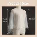 Pearl Shawl Wrap Shrug Bridal Cape Sheer Tulle White Black Elegant Wedding Cape Dress Cover Up for Women Girls (White)