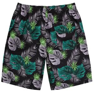 Dminyak Men's Board Shorts 9 Inch Quick Dry Swim Trunks Tropical Green Leaf Print with Mesh Liner for Beach, Pool, Cruise (S)